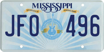 MS license plate JFO496