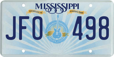 MS license plate JFO498