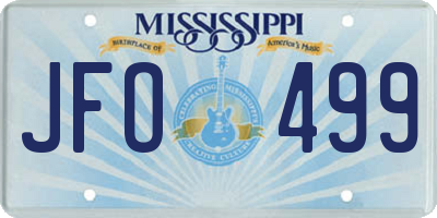 MS license plate JFO499