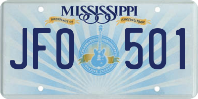 MS license plate JFO501