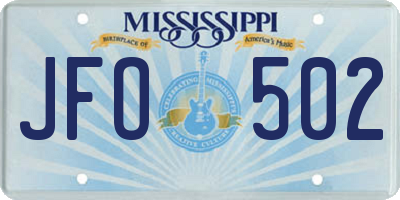 MS license plate JFO502