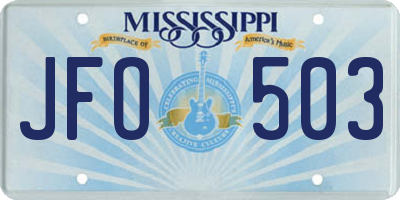 MS license plate JFO503
