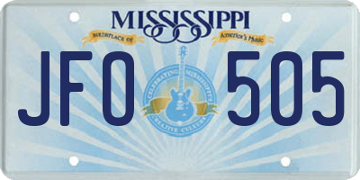 MS license plate JFO505