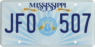 MS license plate JFO507