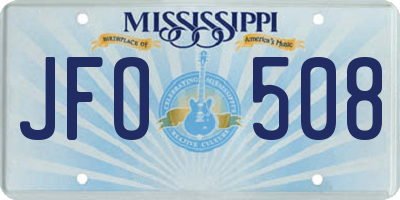 MS license plate JFO508
