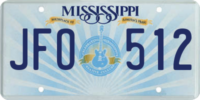 MS license plate JFO512
