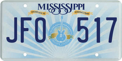 MS license plate JFO517