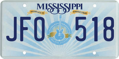 MS license plate JFO518