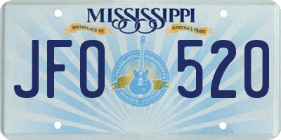 MS license plate JFO520