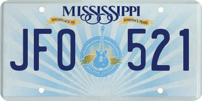 MS license plate JFO521
