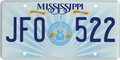 MS license plate JFO522