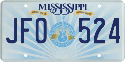 MS license plate JFO524