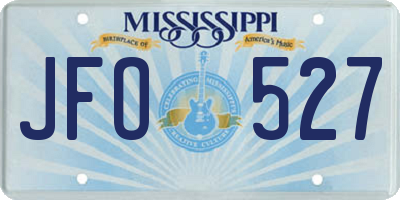 MS license plate JFO527