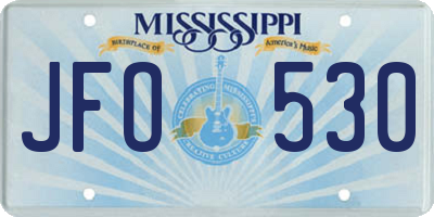 MS license plate JFO530