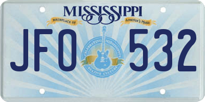 MS license plate JFO532