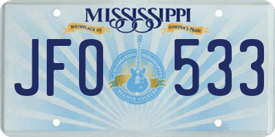 MS license plate JFO533