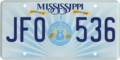 MS license plate JFO536