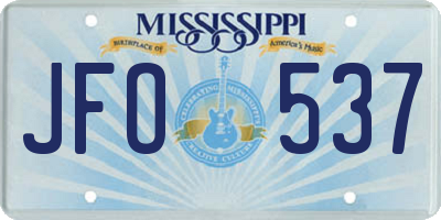 MS license plate JFO537