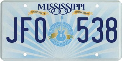 MS license plate JFO538