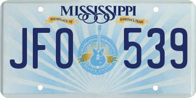 MS license plate JFO539