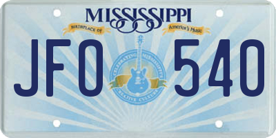 MS license plate JFO540