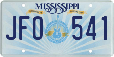 MS license plate JFO541
