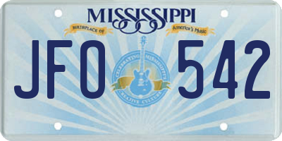 MS license plate JFO542