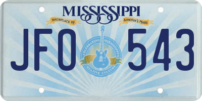 MS license plate JFO543