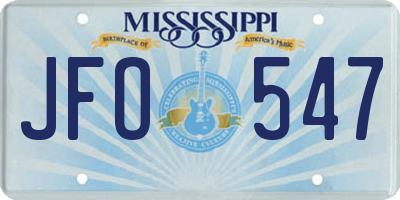 MS license plate JFO547