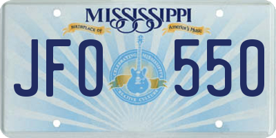MS license plate JFO550