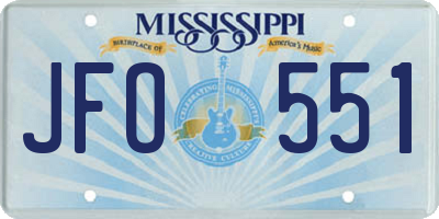 MS license plate JFO551