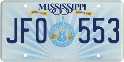 MS license plate JFO553