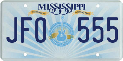 MS license plate JFO555