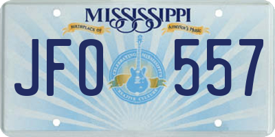 MS license plate JFO557