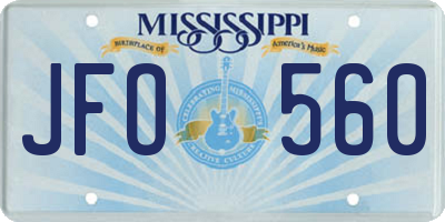 MS license plate JFO560