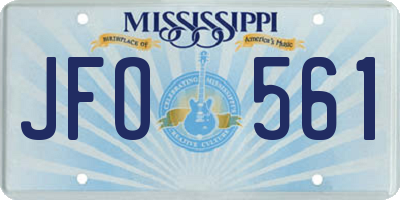 MS license plate JFO561