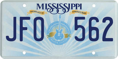 MS license plate JFO562