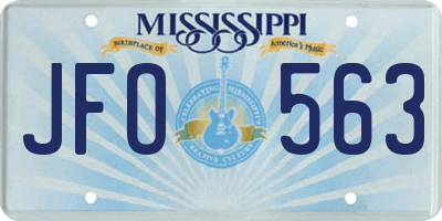 MS license plate JFO563