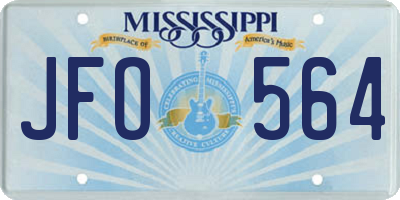 MS license plate JFO564