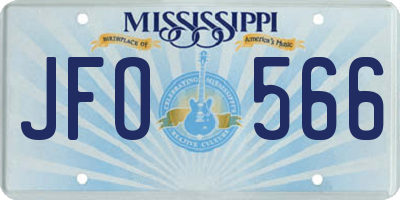 MS license plate JFO566
