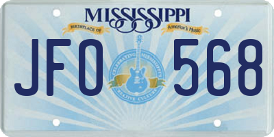 MS license plate JFO568