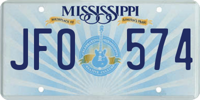 MS license plate JFO574