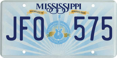 MS license plate JFO575