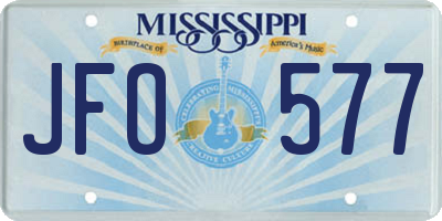 MS license plate JFO577