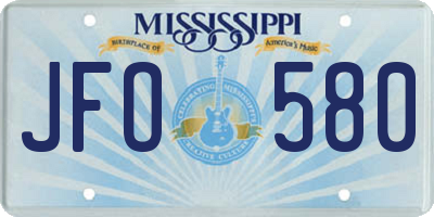 MS license plate JFO580