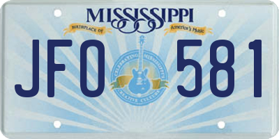 MS license plate JFO581