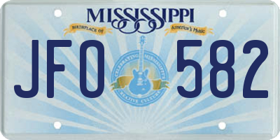 MS license plate JFO582
