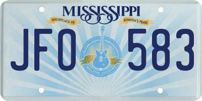 MS license plate JFO583