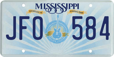 MS license plate JFO584