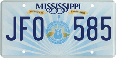 MS license plate JFO585